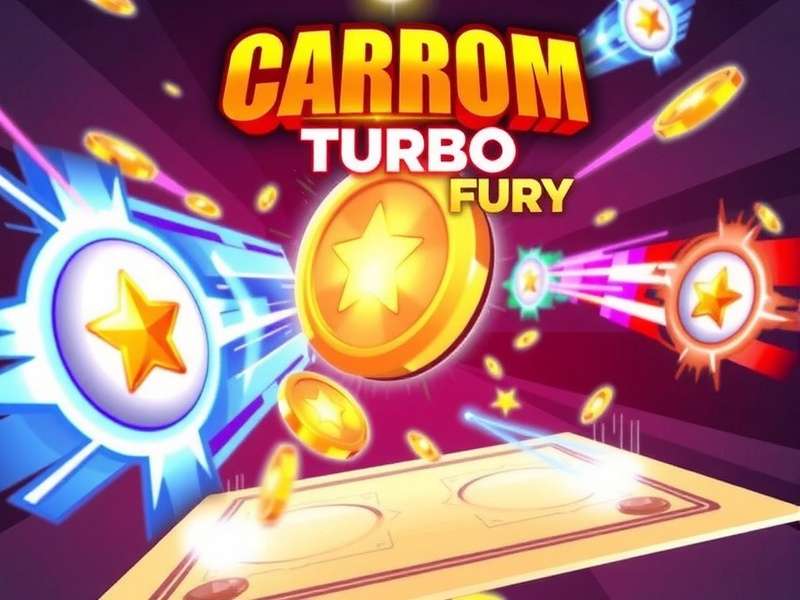 Carrom Turbo Fury - Main Game Interface Carrom Turbo Fury main screen showing fast-paced gameplay with glowing coins and dynamic board